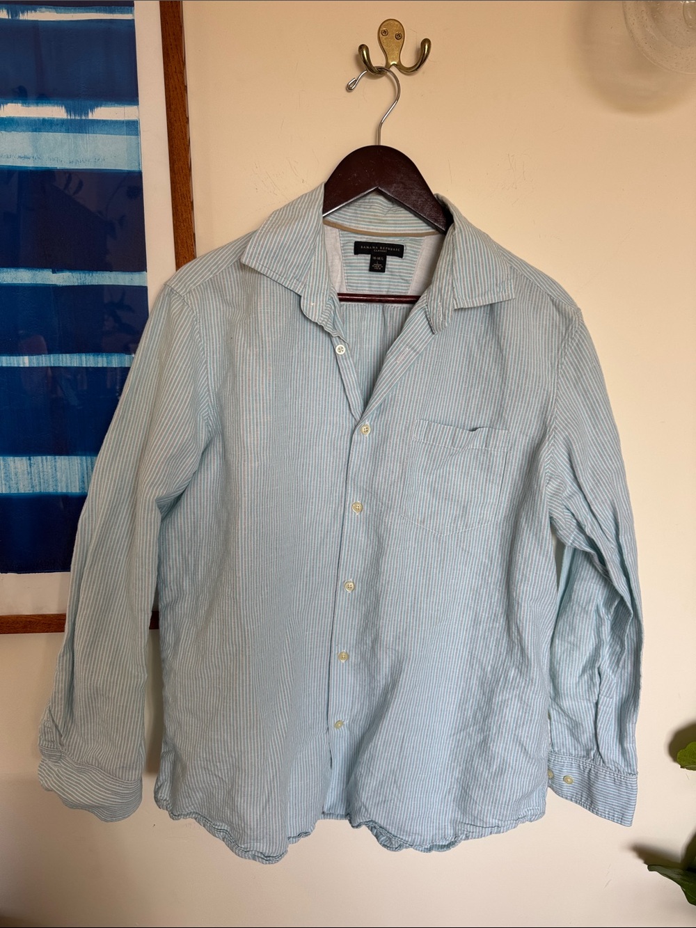 Banana Republic Pale Blue Pinstripe Shirt